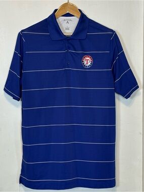 Antigua Royal Blue Polo with Thin White Stripes